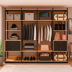 Guarda-roupas Genialflex Closet Modulado Freijó Preto Fosco