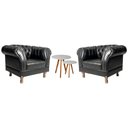 Ver imagem 1 de Kit 2 poltronas Chesterfield Capitonê Duque Corano Preto Decoração, Recepção, Salas de Tv e Estar