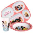 Ver imagem 3 de Jogo Refeição Infantil Princesas Disney 4 Peças Prato Divisória, Prato Fundo e Copo Melamina - Tuut