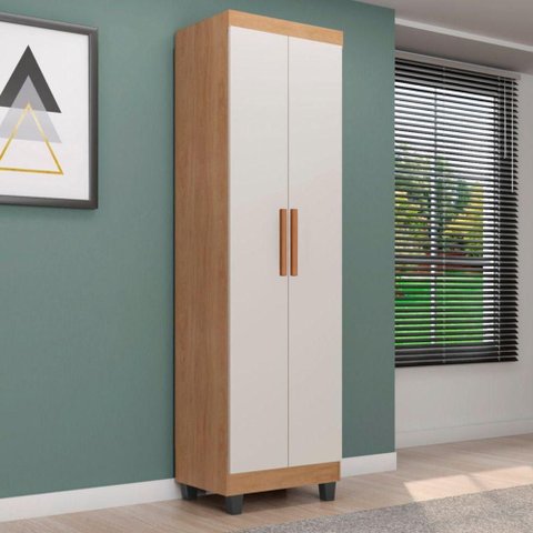 Armário Multiuso Atena 2 Portas 3 Prateleiras MDP 50cm Nature Off White