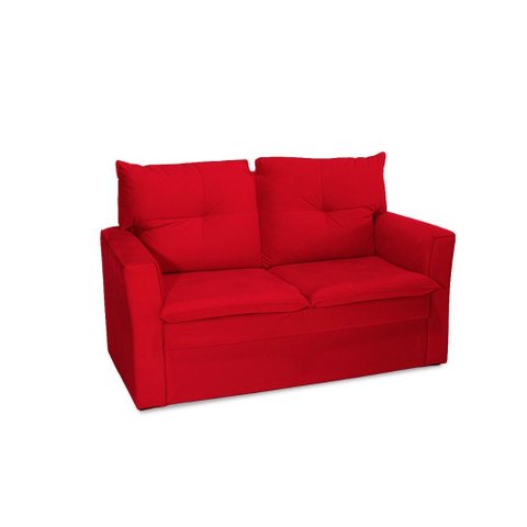 Sofá Pequeno 02 Lugares 150cm Mobi Suede Vermelho Herrero
