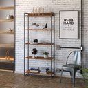 Ver imagem 2 de Kit 2 Estantes Multiuso Escritório Industrial 5 Prateleiras Areta 186x80cm C01 Nogal - Lyam Decor