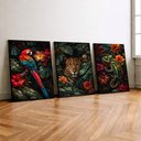 Ver imagem 2 de Kit 3 Quadro Decorativo Floresta Tropical Zoológico Moderno Qualidade Premium 40x28cm