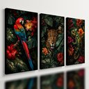 Ver imagem 1 de Kit 3 Quadro Decorativo Floresta Tropical Zoológico Moderno Qualidade Premium 40x28cm