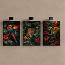 Ver imagem 4 de Kit 3 Quadro Decorativo Floresta Tropical Zoológico Moderno Qualidade Premium 40x28cm