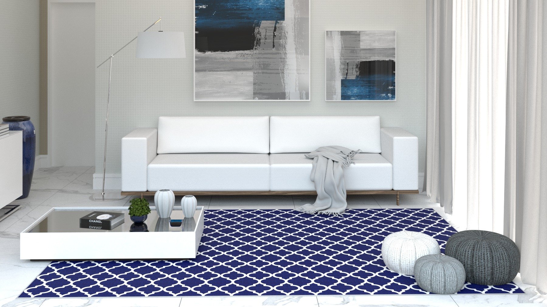 Tapete Saturs Delhi Indiano Azul 150 x 300 cm Tapete para Sala e Quarto - 1