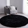 Tapete Saturs Shaggy Pelo Alto Preto Redondo 100 cm Tapete para Sala e Quarto - 1