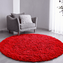 Ver imagem 1 de Tapete Saturs Shaggy Pelo Alto Vermelho  Redondo 140 cm Tapete para Sala e Quarto