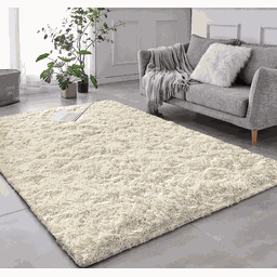 Tapete Saturs Shaggy Pelo Alto Pérola Nude - 100 x 120 cm Tapete para Sala e Quarto - 1