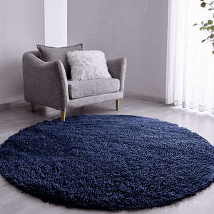 Tapete Saturs Shaggy Pelo Alto Cinza Redondo 200 cm Tapete para Sala e Quarto