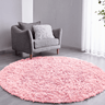 Tapete Saturs Shaggy Pelo Alto Rosa Bebe Redondo 200 cm Tapete para Sala e Quarto - 1