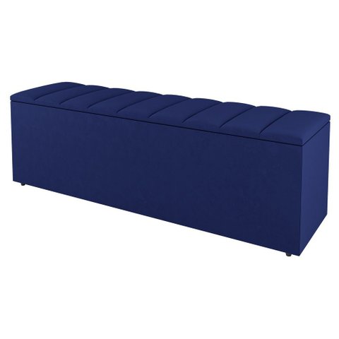 Calçadeira Baú Casal Cora 140cm Suede Azul - Abmaza