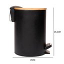 Ver imagem 6 de Lixeira Redonda Metal C/pedal Tampa em Bambu Preta 5l - Lyor