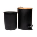 Ver imagem 5 de Lixeira Redonda Metal C/pedal Tampa em Bambu Preta 5l - Lyor