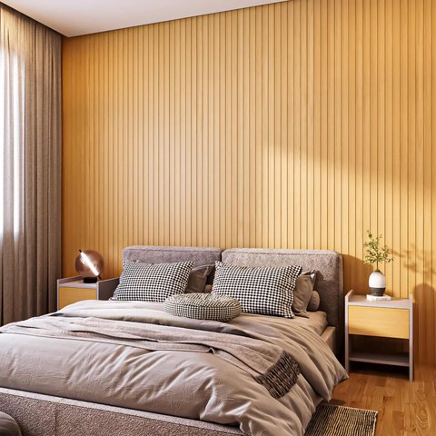 Painel Ripado Compacto 01: Unid. 274x25cm Larg. Talatto Painéis Peroba