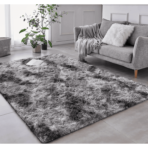 Tapete Saturs Shaggy Pelo Alto Mesclado Cinza - 140 X 200 Cm Tapete para Sala e Quartos