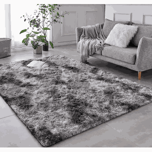 Tapete Saturs Shaggy Pelo Alto Mesclado Cinza - 50 x 100 cm Tapete para Sala e Quarto