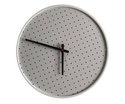 Relógio Decorativo Round Branco Mostrador Branco Perfurado Ponteiro Preto 50 cm Redondo - 1