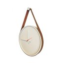 Ver imagem 3 de Relógio Decorativo Adnet Branco Alça Courino Caramelo Mostrador Branco Ponteiro Branco 40 cm Diâmetr