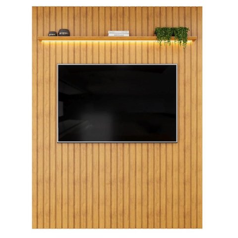 Painel para TV Trento 183 Ripado Cedro com LED-DJ Móveis