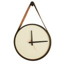 Ver imagem 1 de Relógio Decorativo Adnet Marrom Alça Corino Caramelo Mostrador Branco Ponteiro Preto 40 cm Redondo