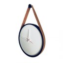 Ver imagem 1 de Relógio Decorativo Adnet Preto Alça Corino Caramelo Mostrador Branco Ponteiro Branco 40 cm Redondo