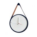 Ver imagem 3 de Relógio Decorativo Adnet Preto Alça Corino Caramelo Mostrador Branco Ponteiro Branco 40 cm Redondo