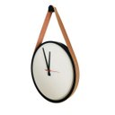Ver imagem 3 de Relógio Decorativo Adnet Preto Alça Corino Caramelo Mostrador Branco Ponteiro Preto 40 cm Redondo
