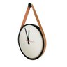 Relógio Decorativo Adnet Preto Alça Corino Caramelo Mostrador Branco Ponteiro Preto 40 cm Redondo - 3