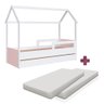 Cama Infantojuvenil Solteiro com 2 Colchões e Auxiliar Casinha Branco Rosa Carrossel Jm Móveis - 2