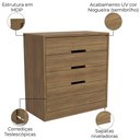 Ver imagem 3 de Comoda 4 Gavetas 91 Cm S824 Nogueira Kappesberg