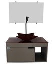 Ver imagem 1 de Gabinete Armário Banheiro 60cm Cuba Quadrada Vermelha
