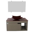 Ver imagem 2 de Gabinete Armário Banheiro 60cm Cuba Quadrada Vermelha