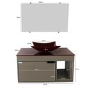 Ver imagem 5 de Gabinete Armário Banheiro 60cm Cuba Quadrada Vermelha