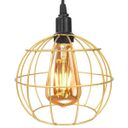 Ver imagem 3 de 3 Pendentes Aramado Teto Globo Luminária Lustre Retrô Balcão + Lâmpada Led ST64 Vintage Dourado