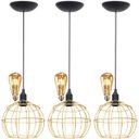 Ver imagem 1 de 3 Pendentes Aramado Teto Globo Luminária Lustre Retrô Balcão + Lâmpada Led ST64 Vintage Dourado