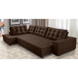 Sofá de Canto Esquerdo Jacke Retrátil e Reclinável com Molas Suede 3,40x2,00 Adonai Estofados - 1