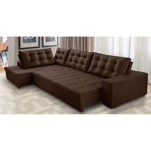 Sofá de Canto Esquerdo Jacke Retrátil e Reclinável com Molas Suede 3,40x2,00 Adonai Estofados