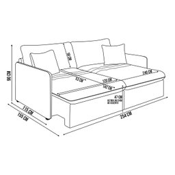 Sofá Retrátil Reclinável 4 Lugares 254cm Maili Veludo Cinza K01 - D'rossi - 4
