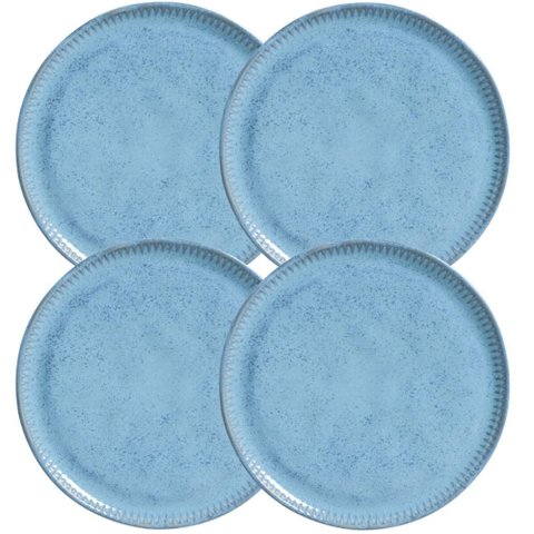 Jogo 4 Pratos para Sobremesa Linhas Breeza Cerâmica 21cm Mesa Posta Porto Brasil