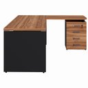Ver imagem 4 de Mesa L Escrivaninha 1,70m Gaveteiro 4 Gavetas Pés Painel F5 Cor:nogal com Preto