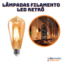 Ver imagem 2 de Kit 10 Lâmpada Filamento Led Retrô Decoração Vintage 4w Quente St64 Soquete Bocal E27