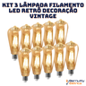 Kit 10 Lâmpada Filamento Led Retrô Decoração Vintage 4w Quente St64 Soquete Bocal E27 - 1