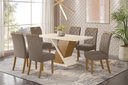 Ver imagem 1 de Mesa de Jantar Solus 160 C. Vidro 6 Cad. Bella Amendoa - Henn