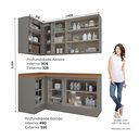 Ver imagem 3 de Lavanderia Modulada 05 Peças 100% MDF com Balcão e Aéreo Canto Reto e Tampo Cinza/Nature Americana