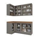 Ver imagem 4 de Lavanderia Modulada 05 Peças 100% MDF com Balcão e Aéreo Canto Reto e Tampo Cinza/Nature Americana