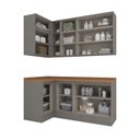 Ver imagem 5 de Lavanderia Modulada 05 Peças 100% MDF com Balcão e Aéreo Canto Reto Cinza/Nature Americana