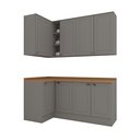 Ver imagem 2 de Lavanderia Modulada 05 Peças 100% MDF com Balcão e Aéreo Canto Reto e Tampo Cinza/Nature Americana