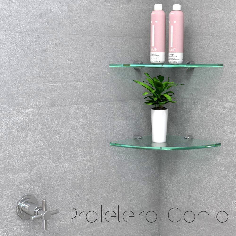 Porta Shampoo de Canto Vidro Luxo Slim 513LSA Grego Metal - 2
