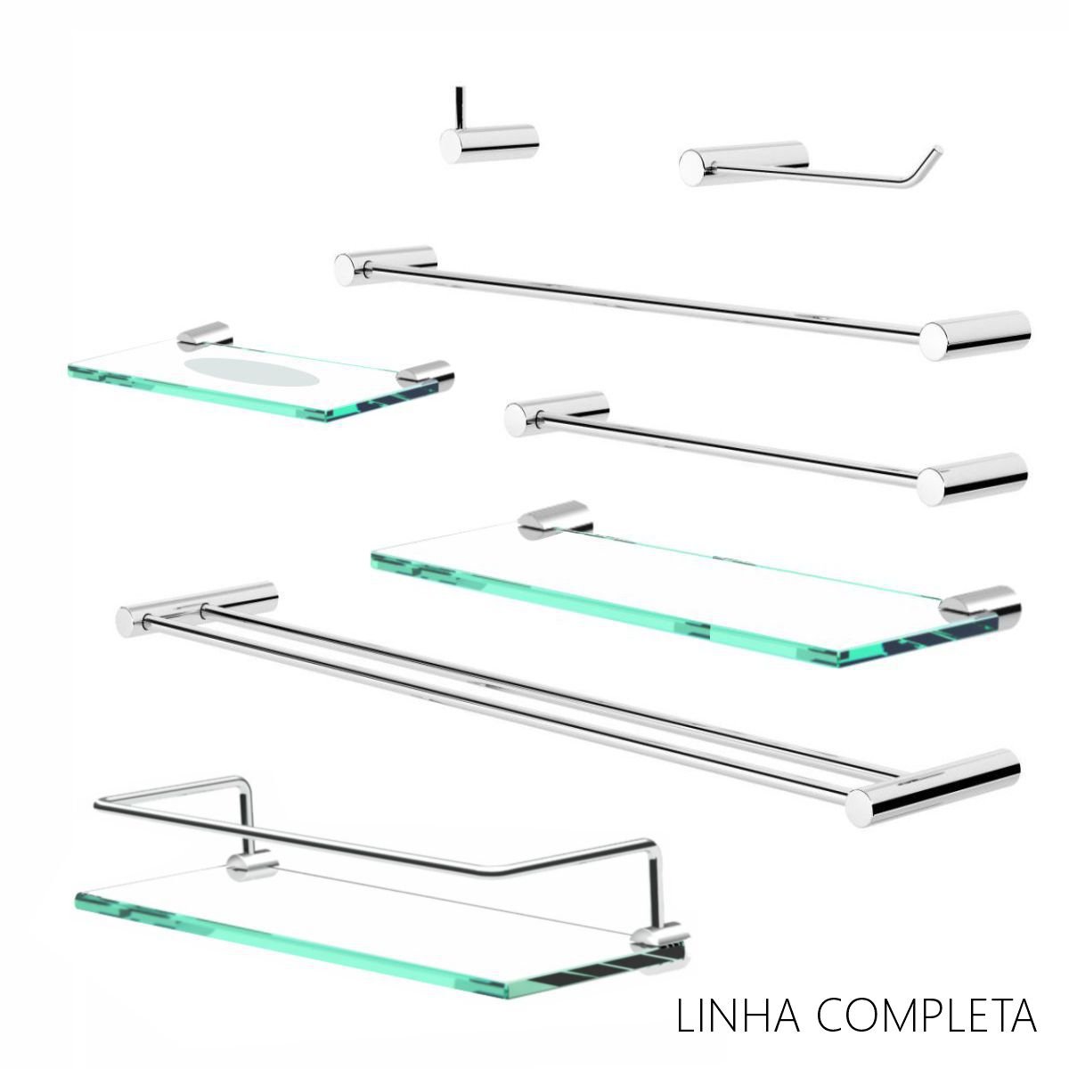 Porta Toalhas Duplo para Banheiro Orion 30cm Suporte Prata Polido - 5